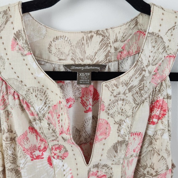 Tommy Bahama Women's Sleeveless Linen Tan Dress with Fan Shell Pattern Size XS - Picture 4 of 7